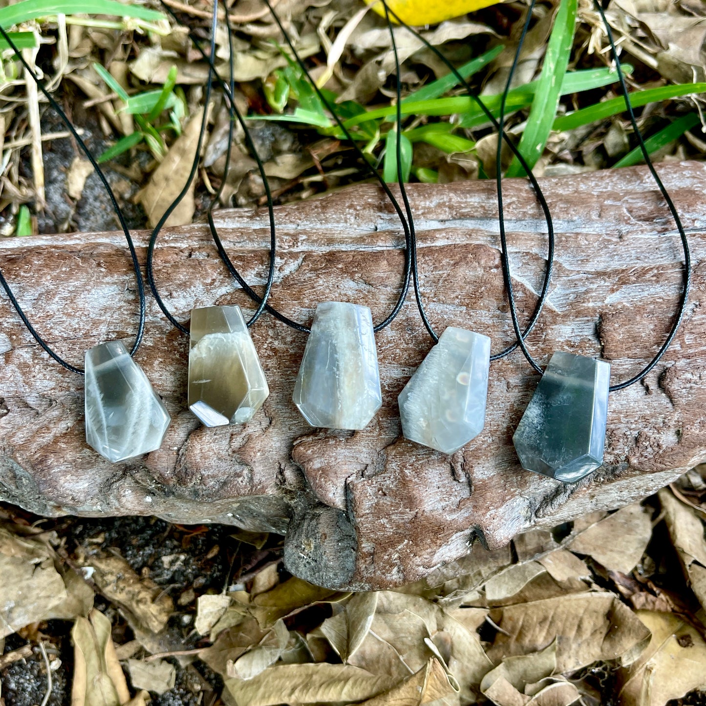 "Monsoon" Smokey Brown Moonstone Trapezoid Necklace