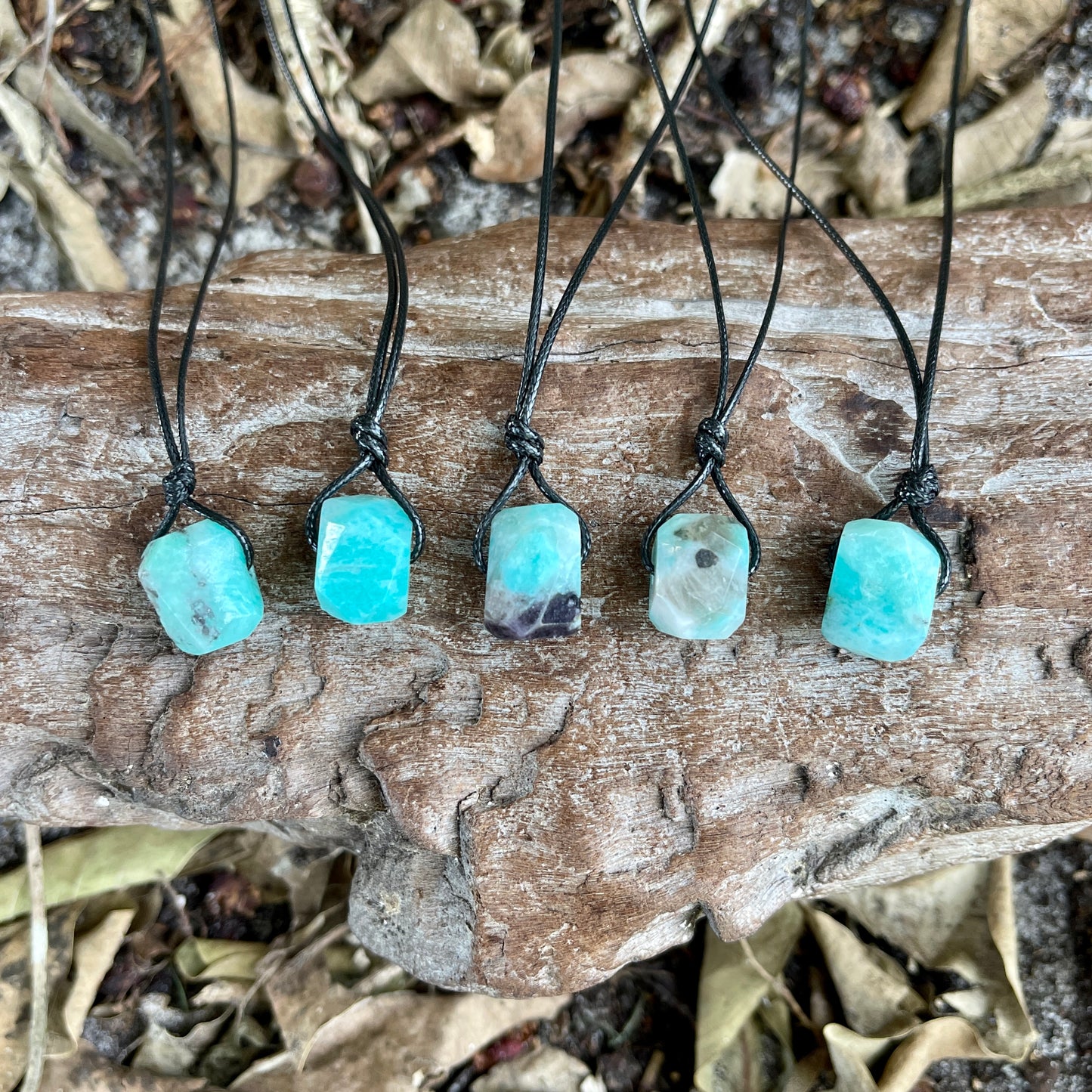 "Powerful" Peruvian Amazonite Chunk Cotton Necklace