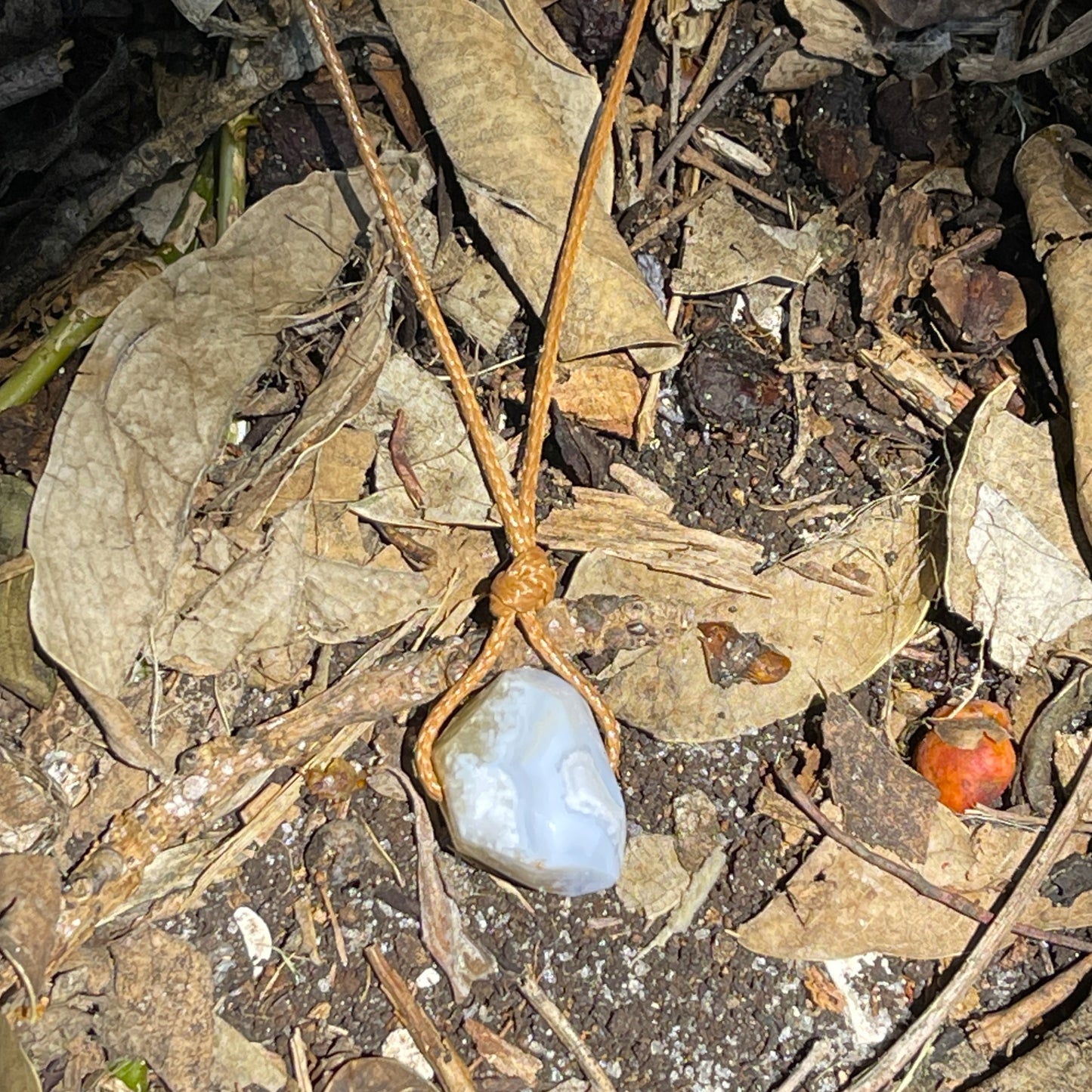 "Mercy" Blue Lace Agate Chalcedony Cotton Necklace