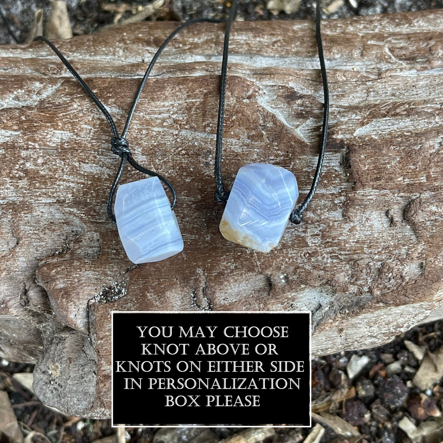 "Mercy" Blue Lace Agate Chalcedony Cotton Necklace