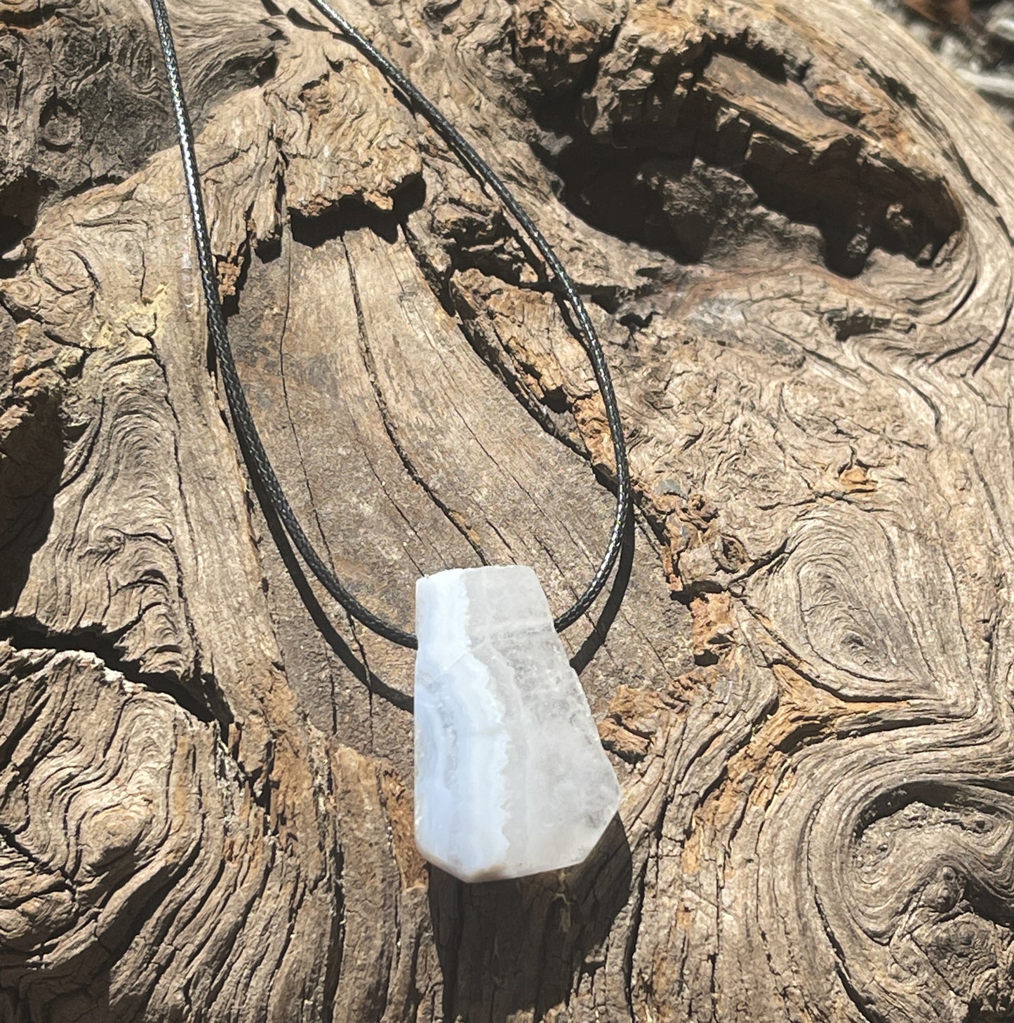 "Heart of Israel" Blue Lace Agate Cotton Necklace