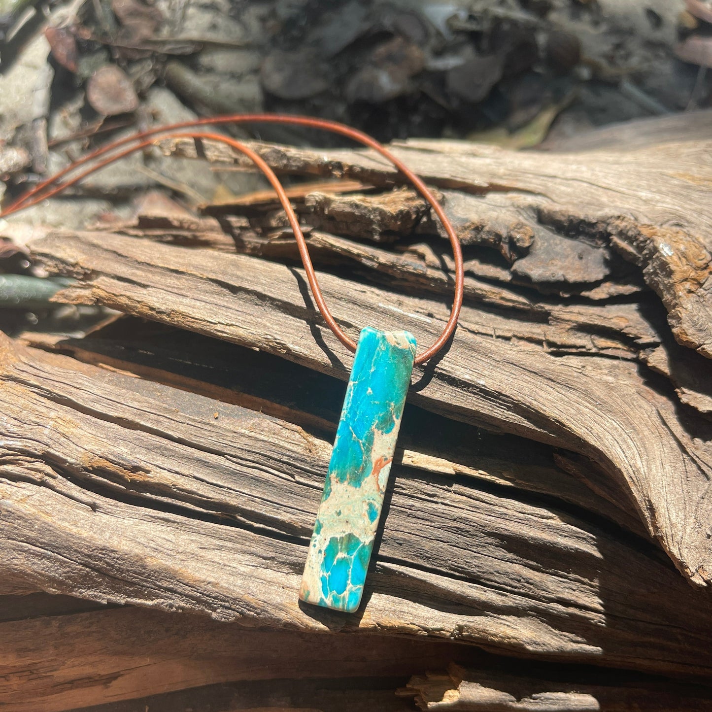 teal turquoise stick pendant