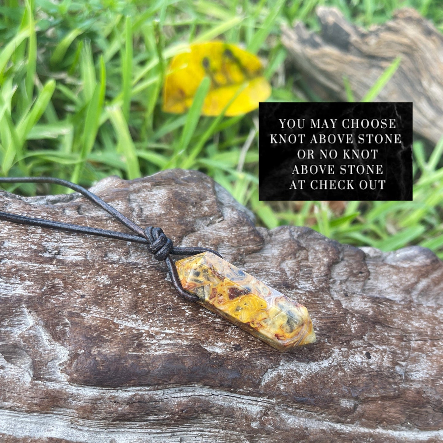 "Vertigo" Crazy Lace Agate Crystal Leather Necklace