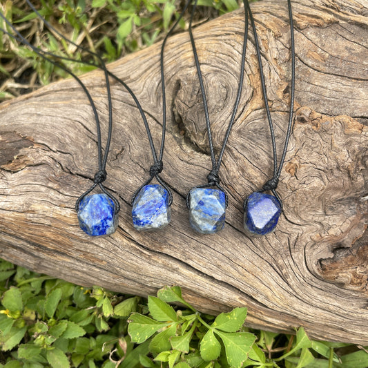 "Outer Bay" Lapis Lazuli Stone Cotton Necklace