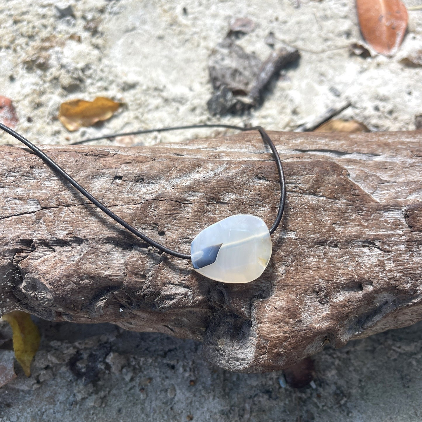 black and white stone necklace