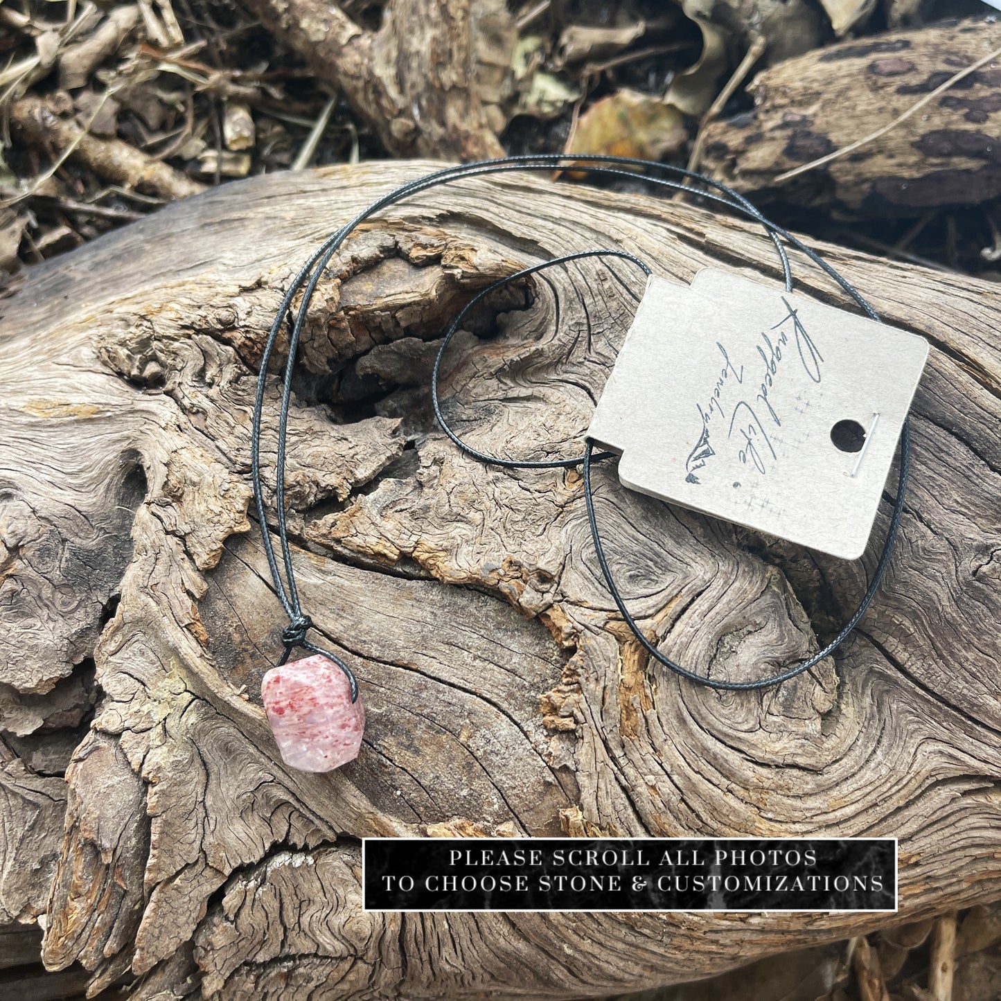 "Aberration" Strawberry Quartz Crystal Nugget Necklace