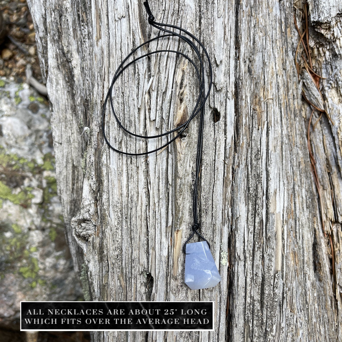 "Heart of Israel" Blue Lace Agate Cotton Necklace