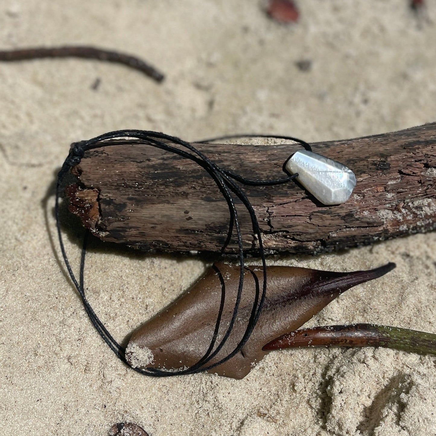 "Monsoon" Smokey Brown Moonstone Trapezoid Necklace