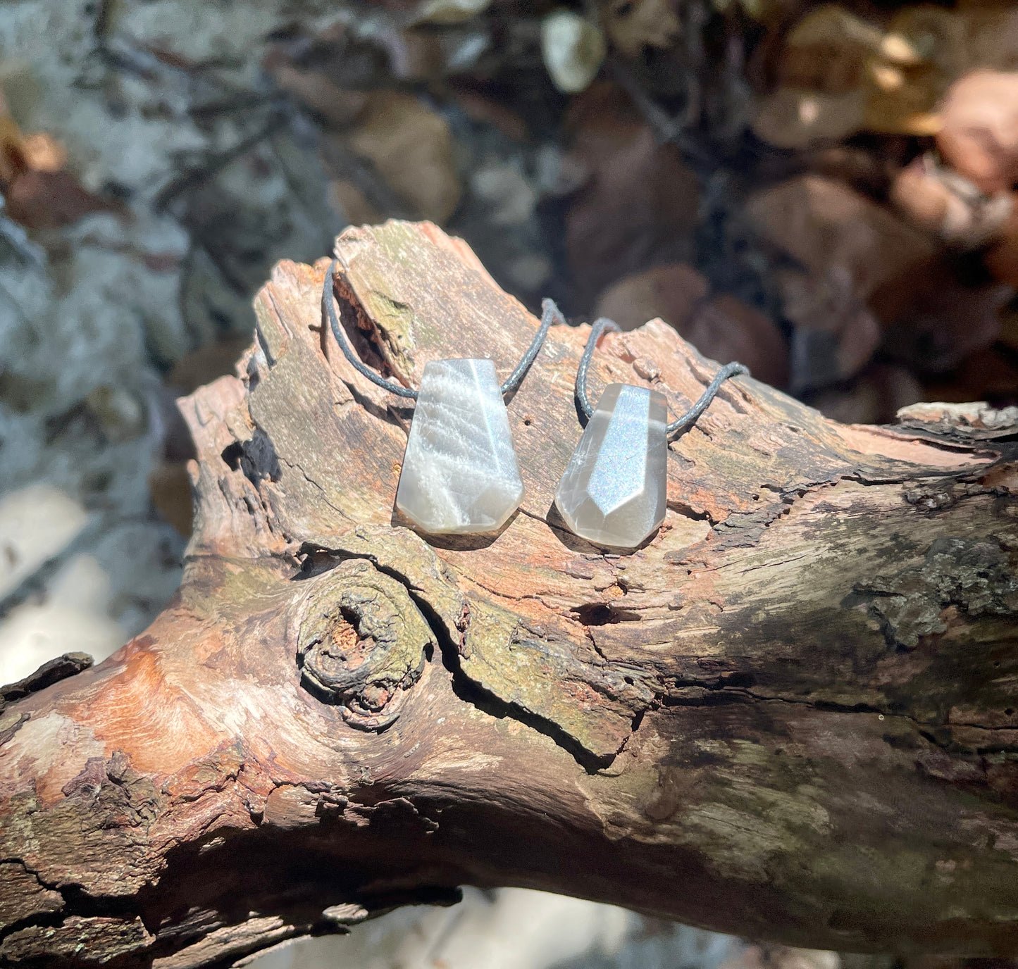 "Monsoon" Smokey Brown Moonstone Trapezoid Necklace