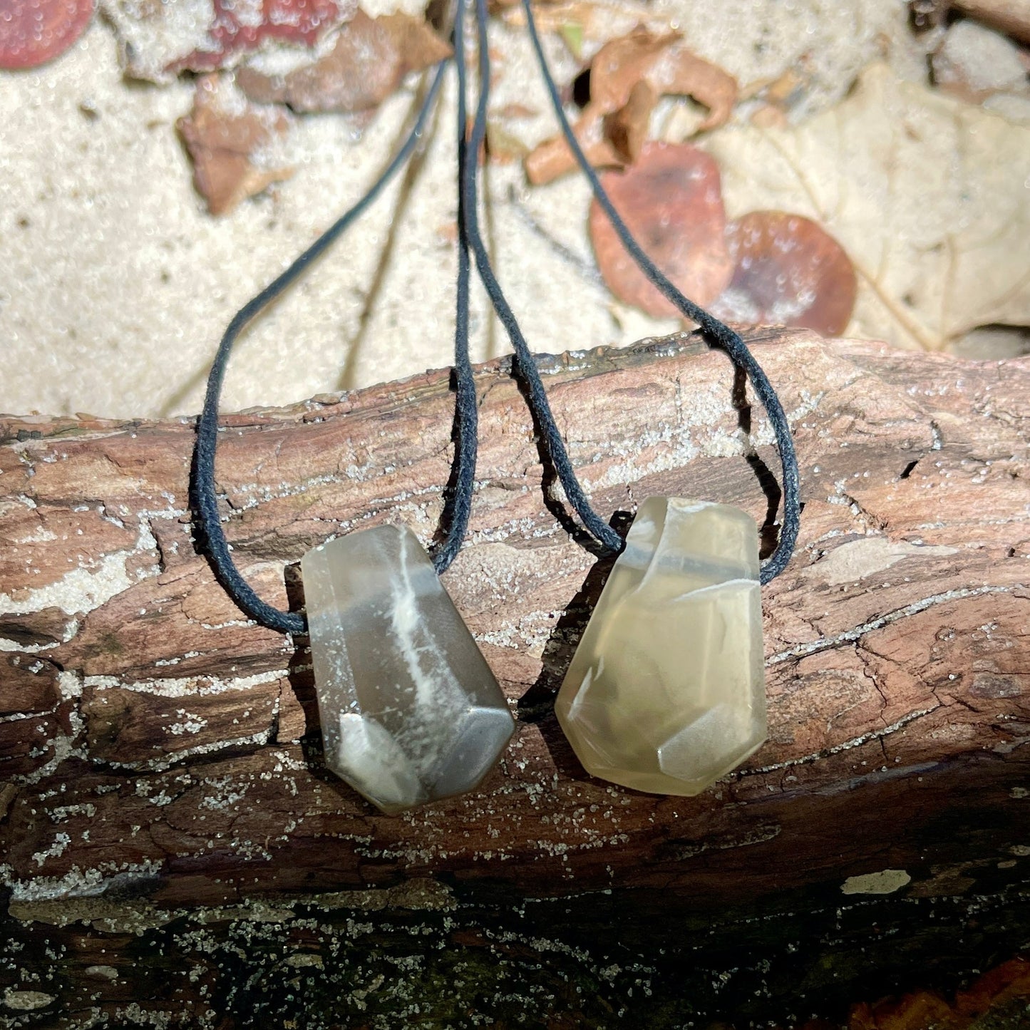 "Monsoon" Smokey Brown Moonstone Trapezoid Necklace