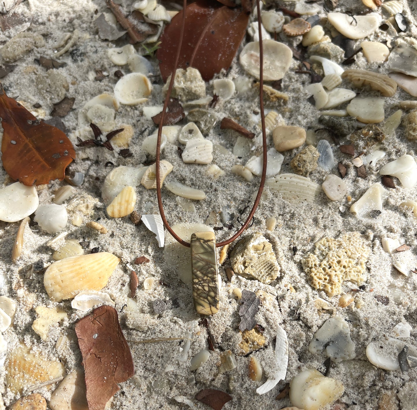 "The Nostalgic Fisherman" Jasper Stone Pendant Leather Necklace