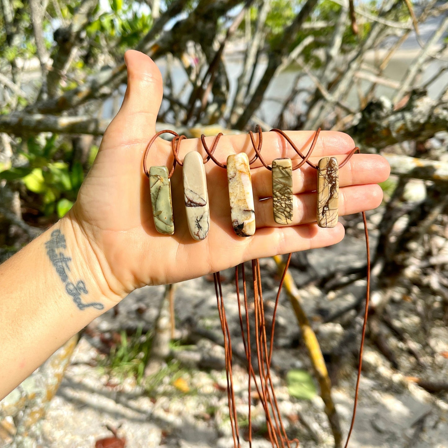 jasper stone pendant slice