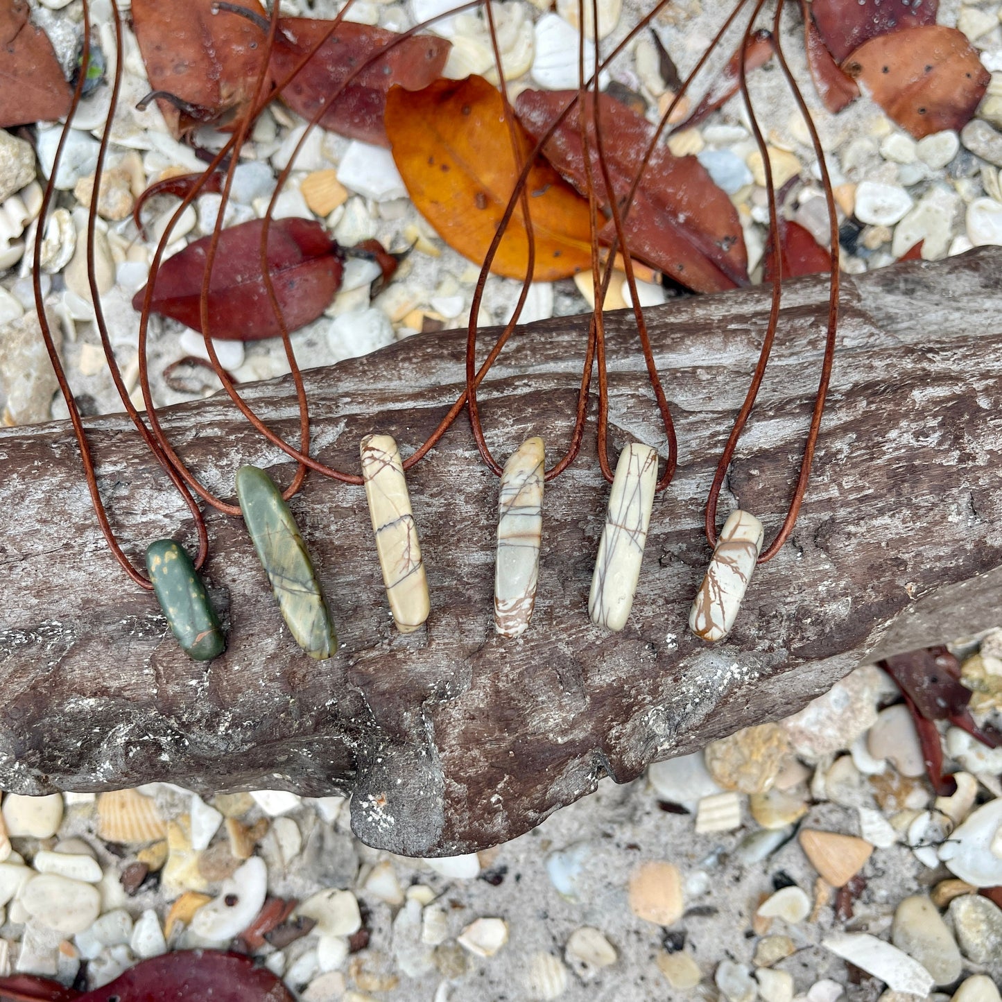 "The Nostalgic Fisherman" Jasper Stone Pendant Leather Necklace