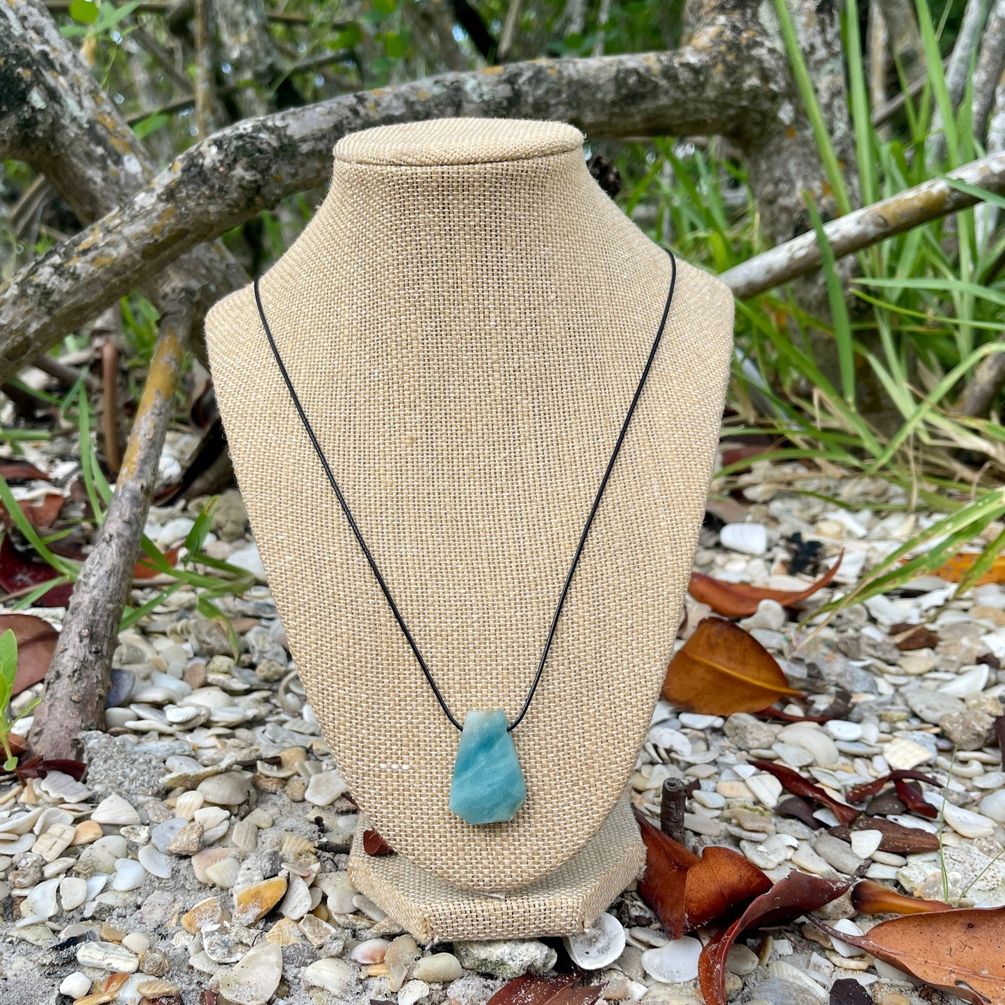 "Shipwreck" Green Amazonite Trapezoid Crystal Cotton Necklace