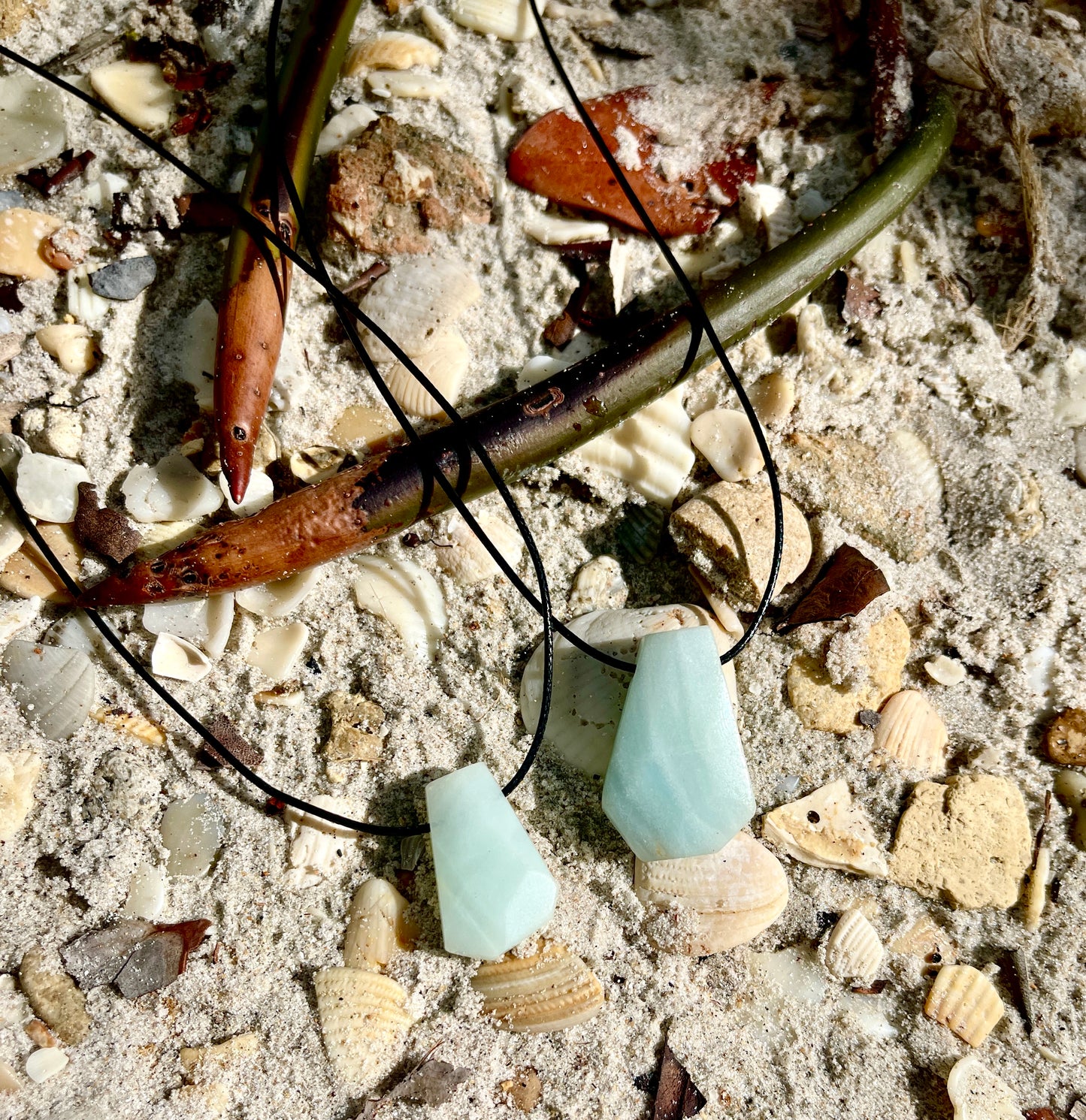 "Shipwreck" Green Amazonite Trapezoid Crystal Cotton Necklace