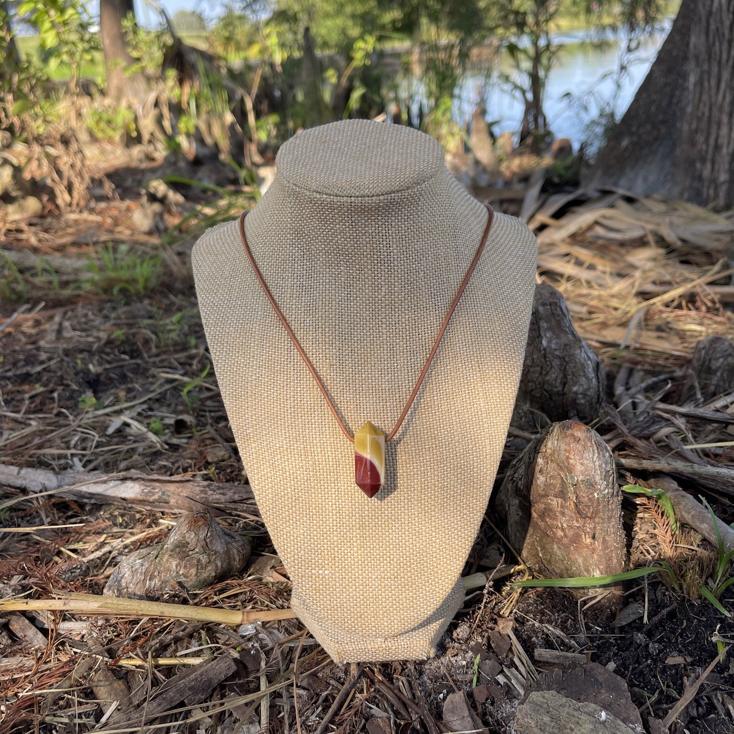 "Medici" Australian Mookaite Jasper Pendant Leather Necklace