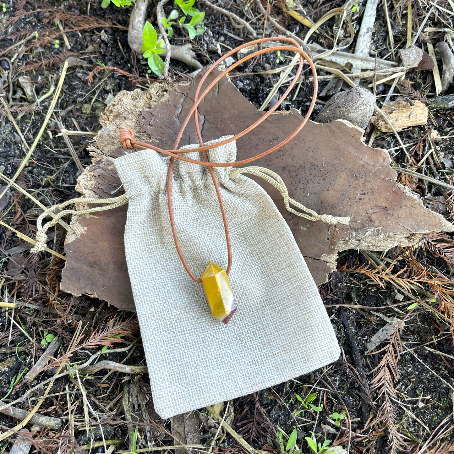 "Medici" Australian Mookaite Jasper Pendant Leather Necklace