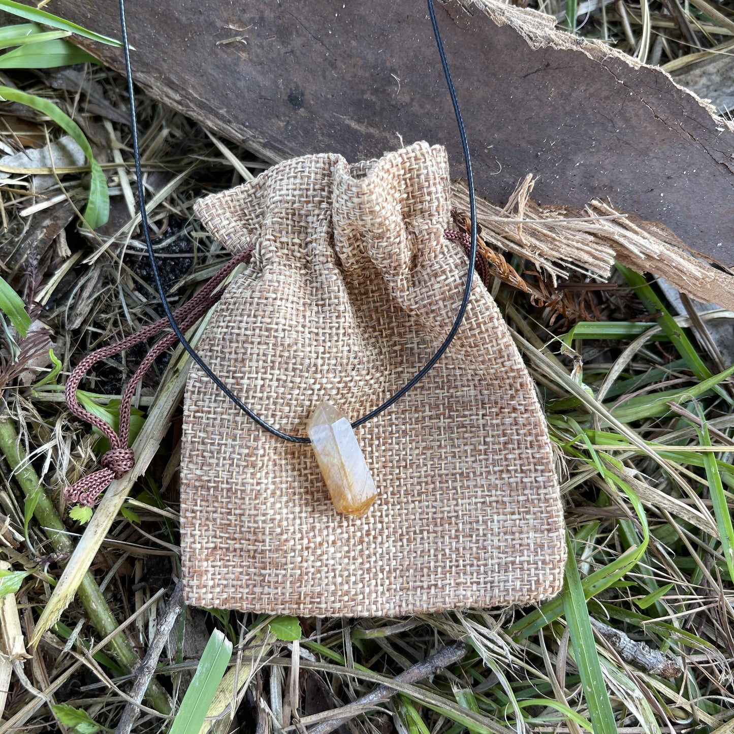 "Woke Spirit" Small Yellow Hematoid Quartz Necklace