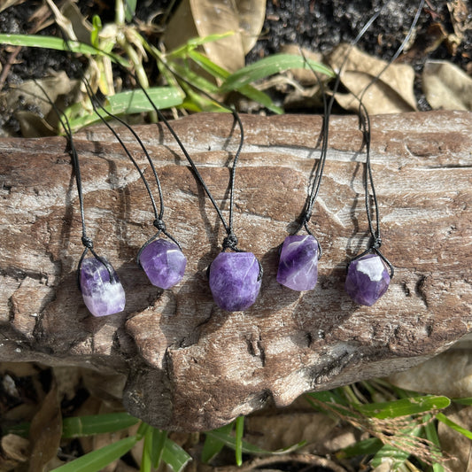 "Midnight Rain" Purple Chevron Amethyst Stone Necklace