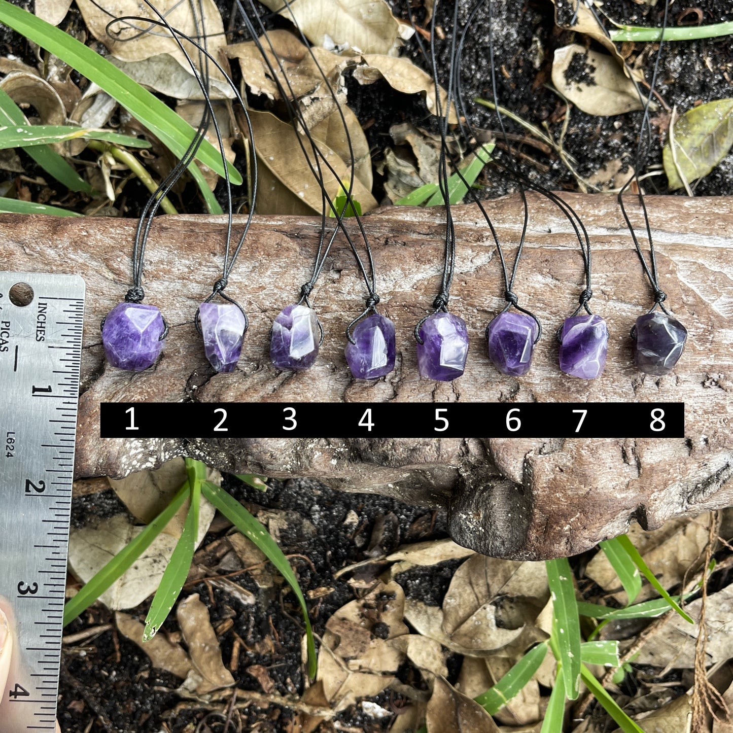 "Midnight Rain" Purple Chevron Amethyst Stone Necklace