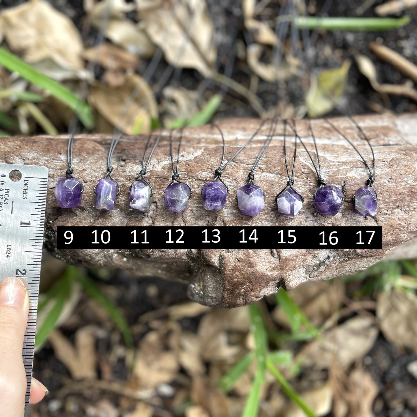 "Midnight Rain" Purple Chevron Amethyst Stone Necklace