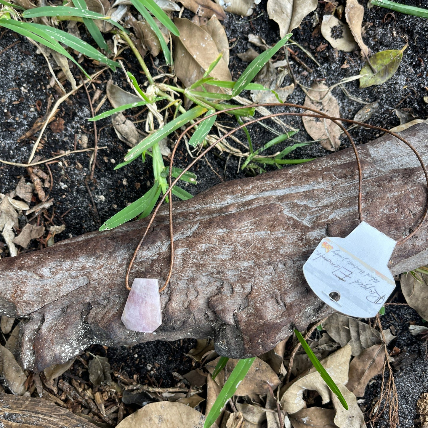 "Bermuda" Midnight Pink Rose Quartz Leather Necklace