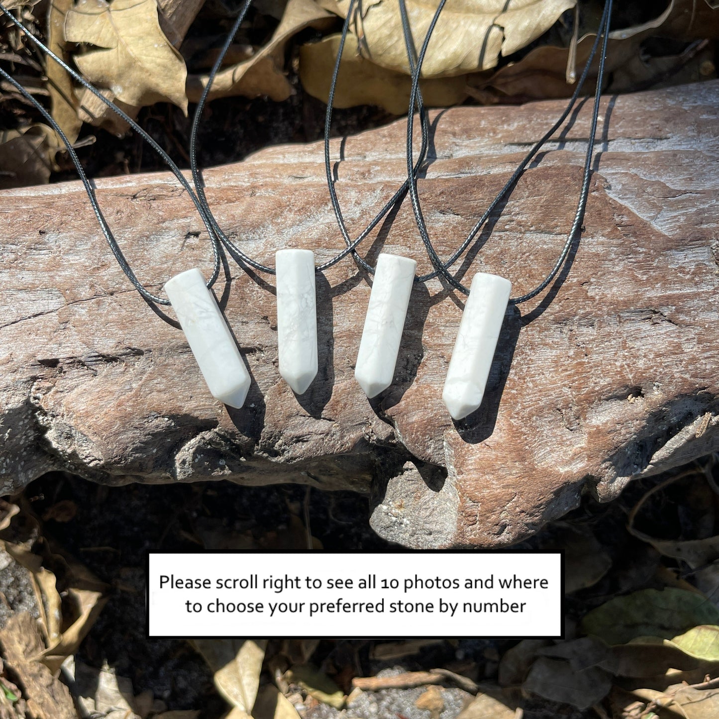 "Ancient Pillar" White Marble Howlite Crystal  Cotton Necklace