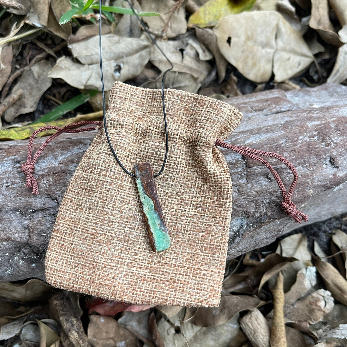 "Paradise" Natural Chocolate Chrysoprase Slab Necklace