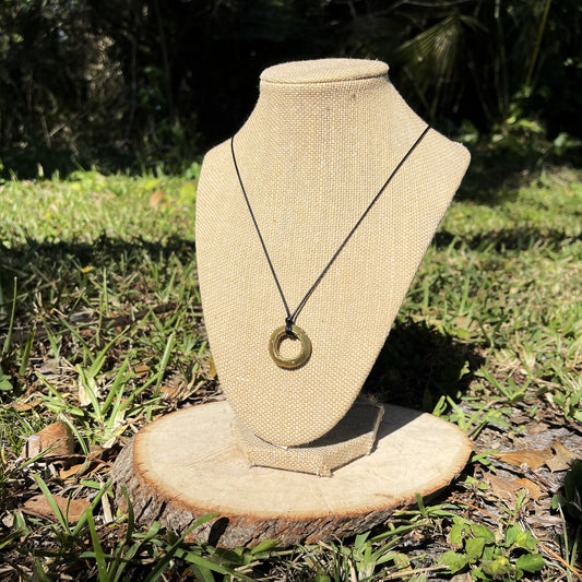 Trinity" African Gold Pewter Pendant Cotton Necklace