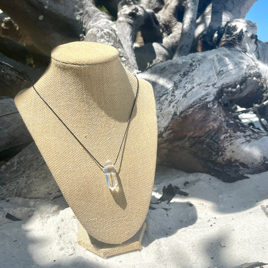 clear crystal quartz point necklace