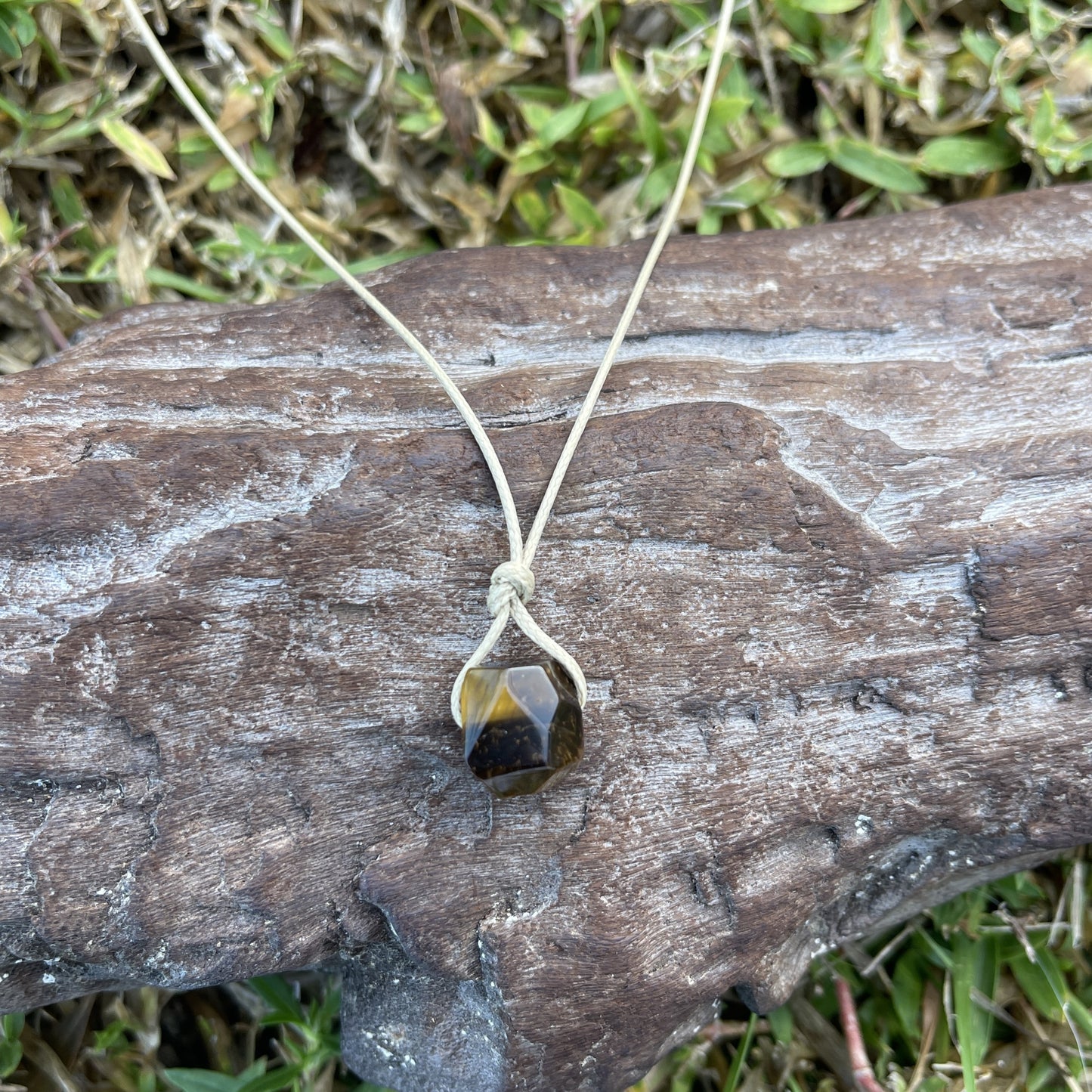 "Ghost In The Dark" Golden Yellow Tiger Eye Pendant Necklace