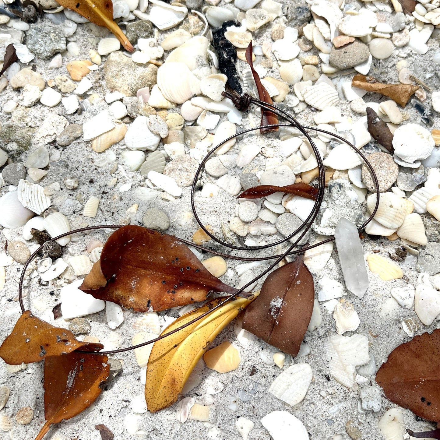 "Counterfeit Immortality" Frosted Matte Clear Quartz Cotton Necklace