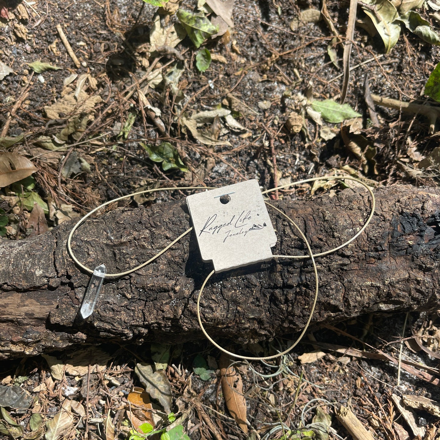 "The Firmament" Clear Crystal Quartz Fractured Point Cotton Necklace