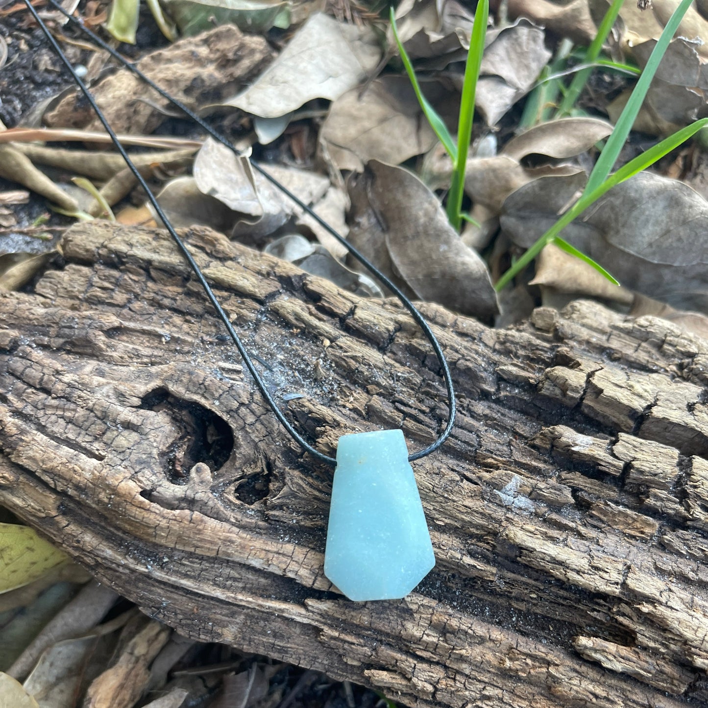 "Shipwreck" Green Amazonite Trapezoid Crystal Cotton Necklace