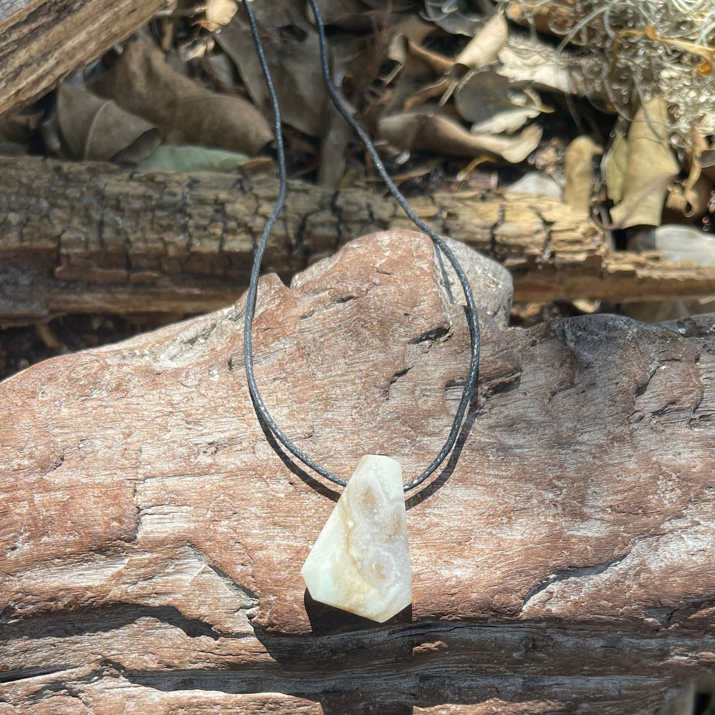 "Shipwreck" Green Amazonite Trapezoid Crystal Cotton Necklace