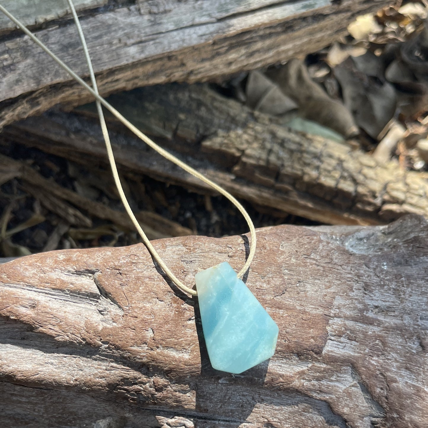 "Shipwreck" Green Amazonite Trapezoid Crystal Cotton Necklace