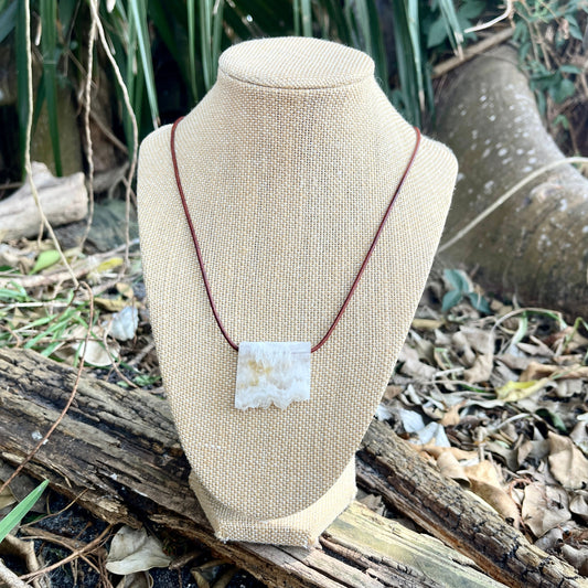 druzy white quartz necklace