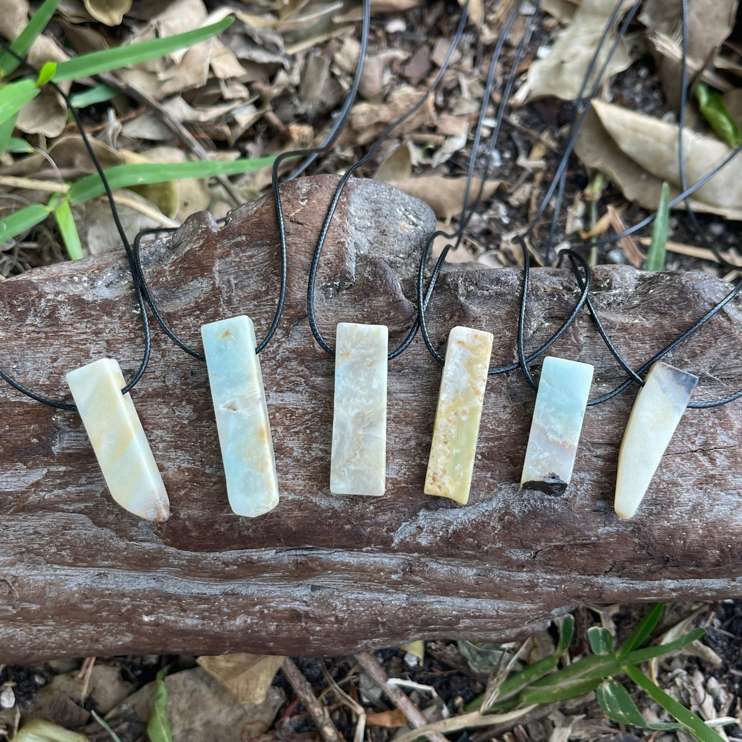 "Conspiracy Fact" Amazonite Slab Stone Pendant On Cotton Necklace