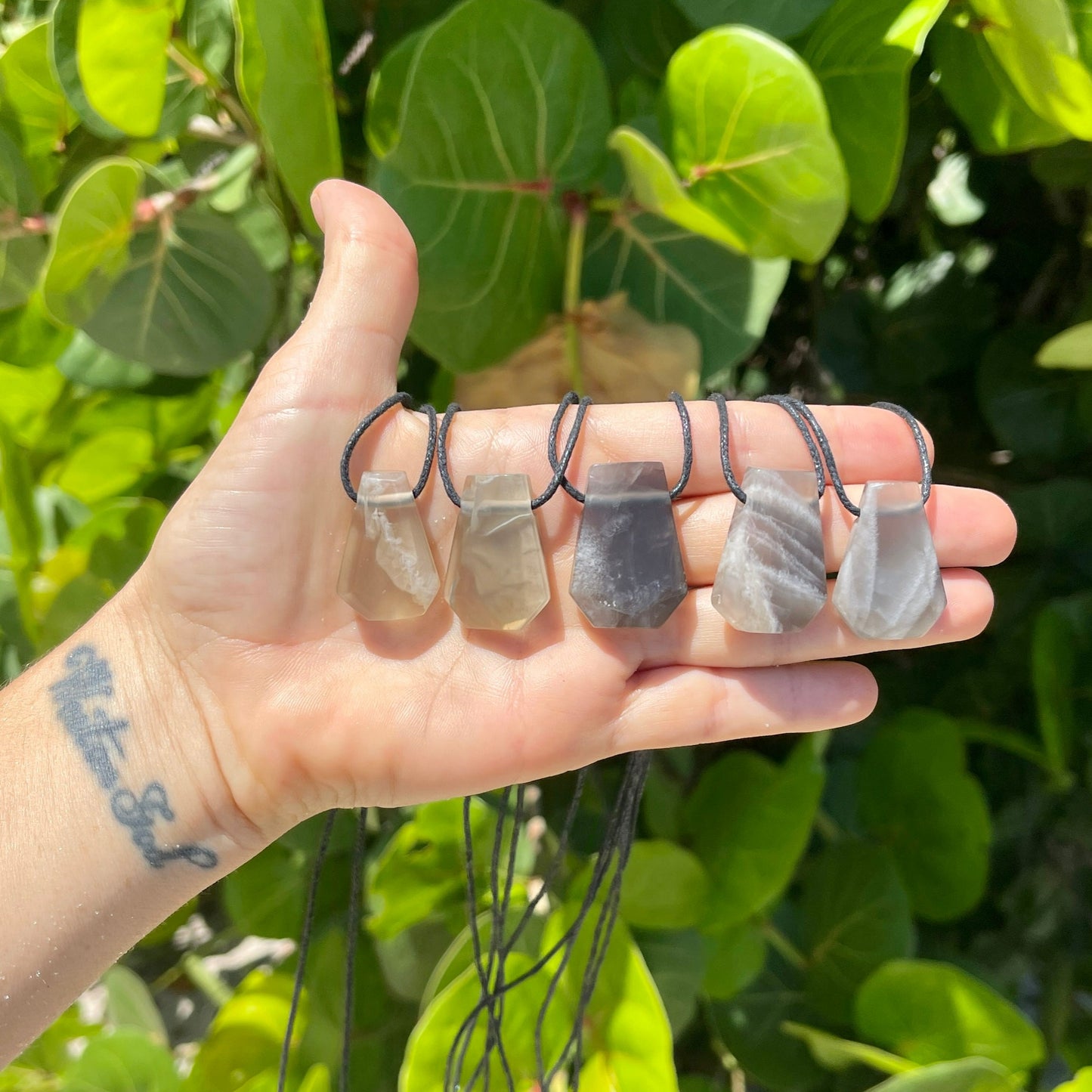 "Monsoon" Smokey Brown Moonstone Trapezoid Necklace