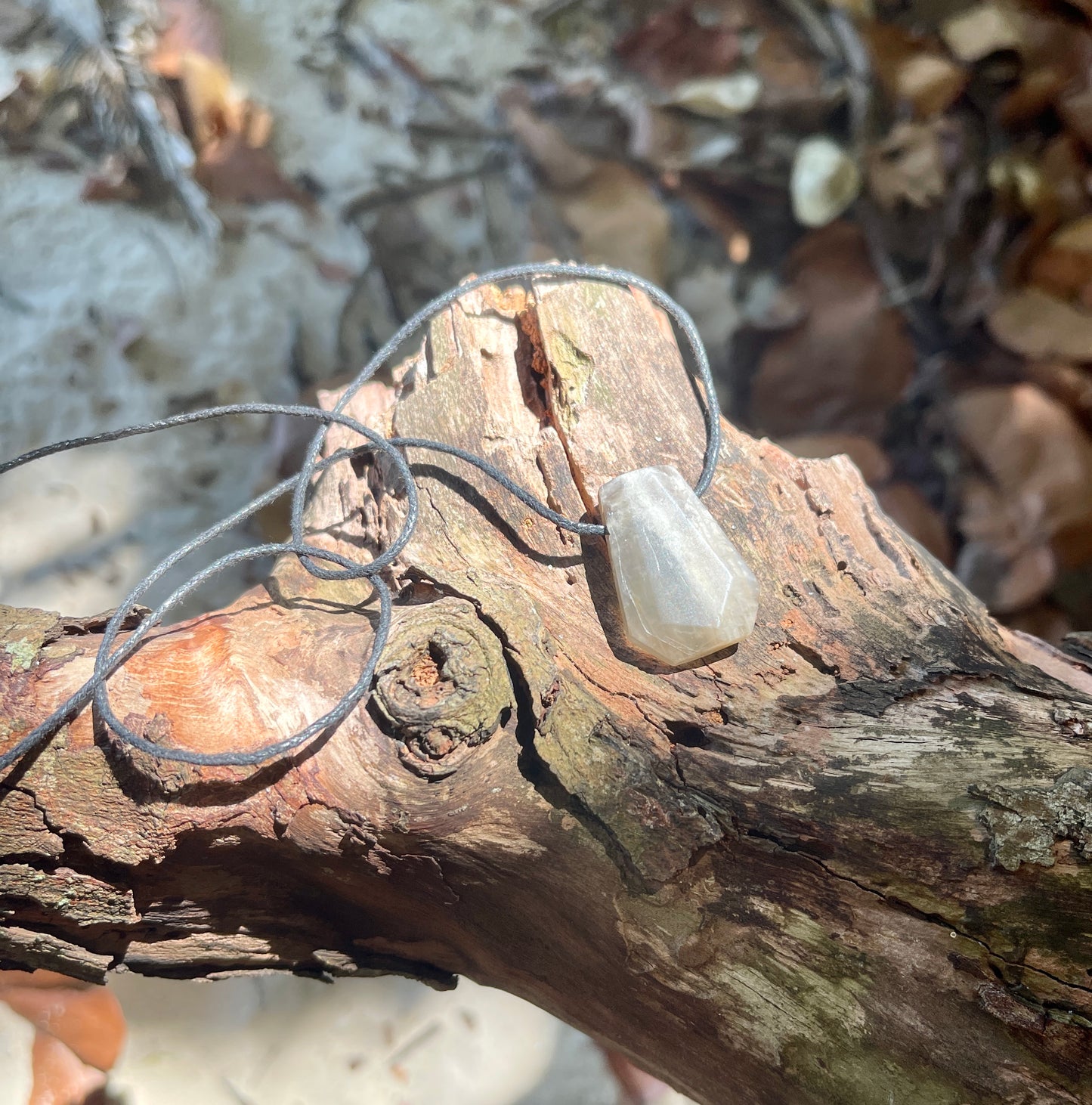 "Monsoon" Smokey Brown Moonstone Trapezoid Necklace