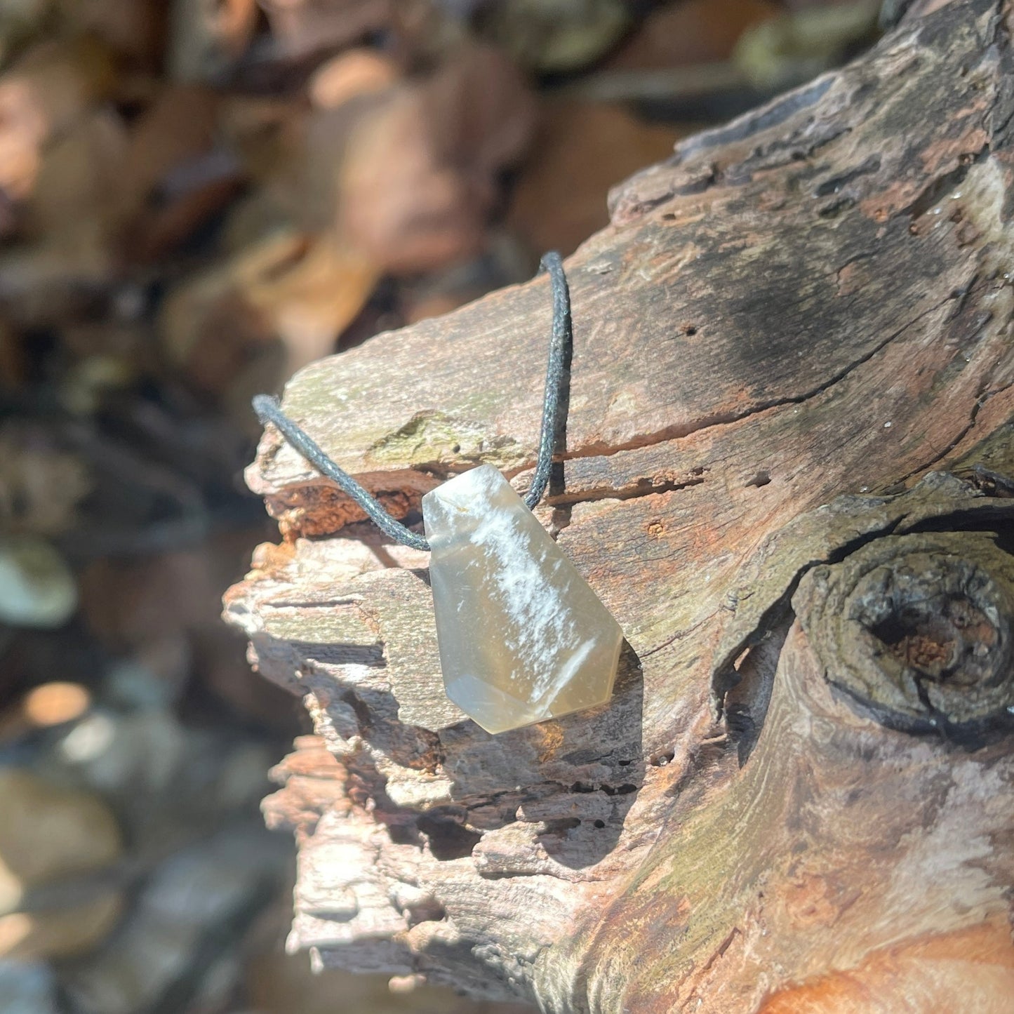 "Monsoon" Smokey Brown Moonstone Trapezoid Necklace