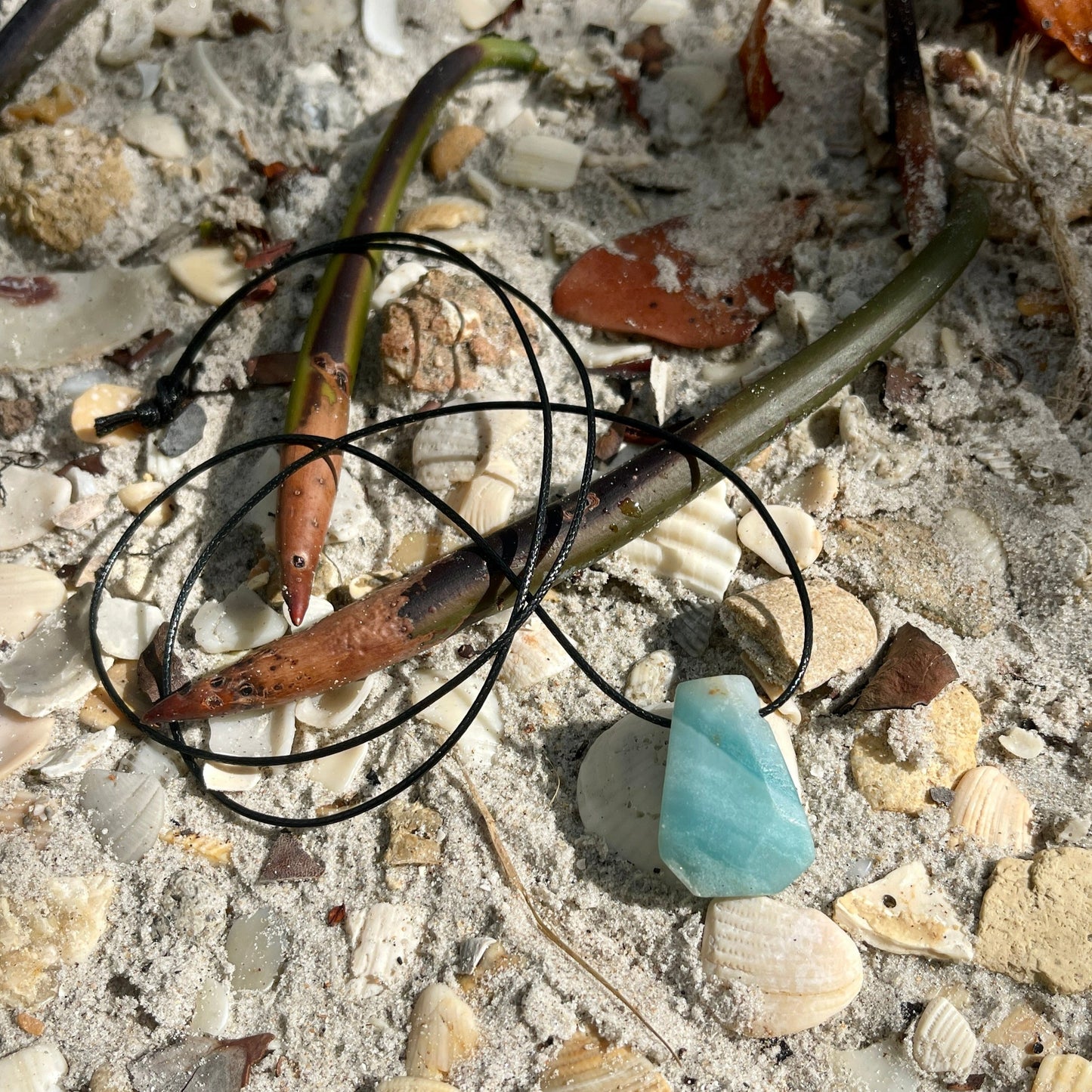 "Shipwreck" Green Amazonite Trapezoid Crystal Cotton Necklace