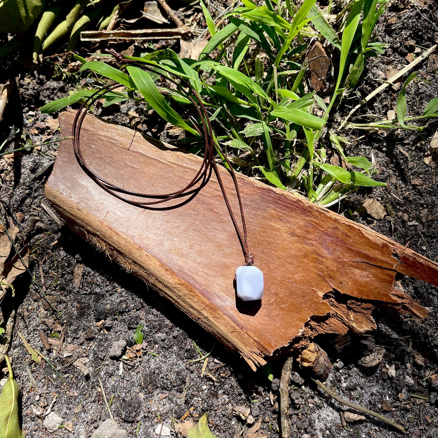 "Mercy" Blue Lace Agate Chalcedony Cotton Necklace