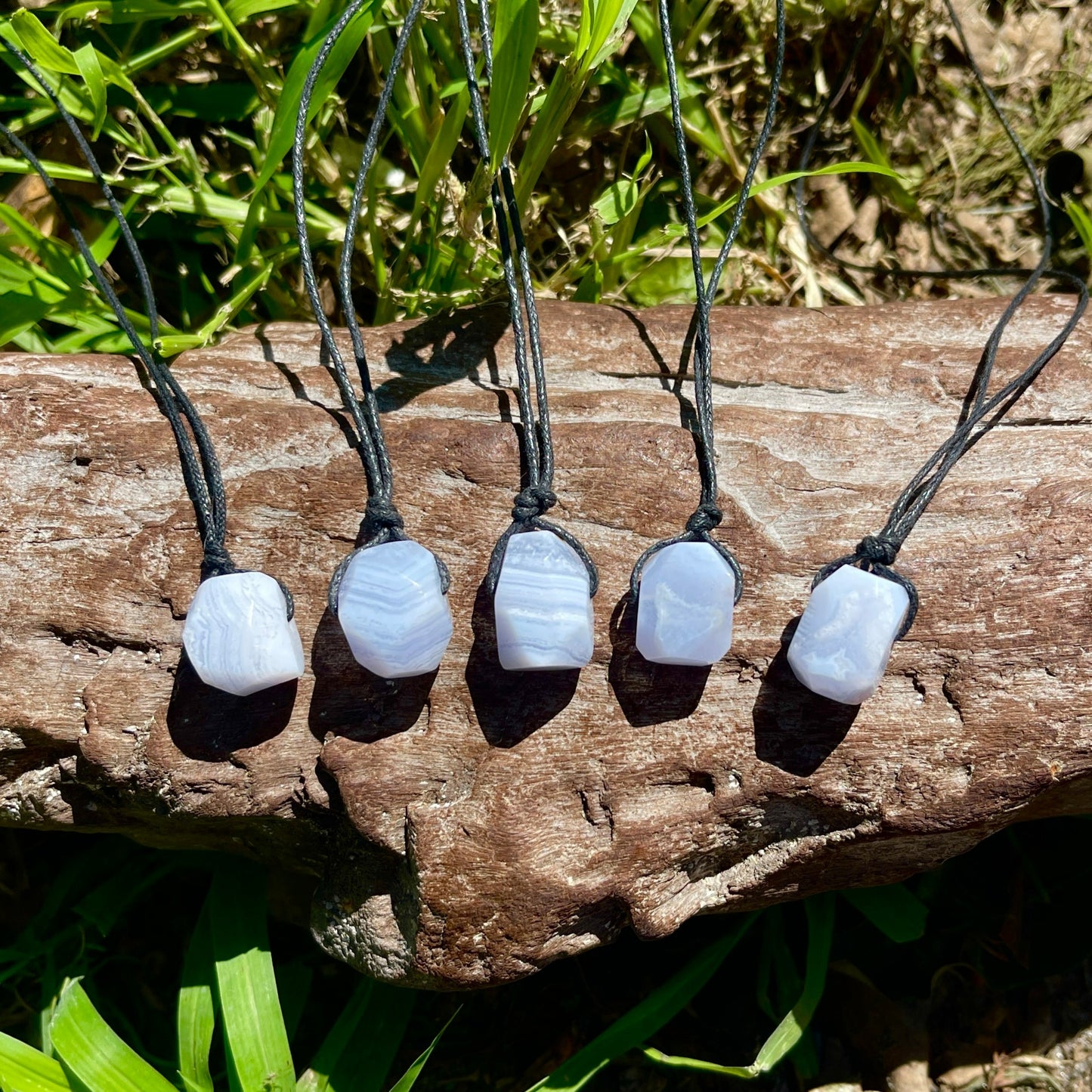 blue lace agate rock necklace