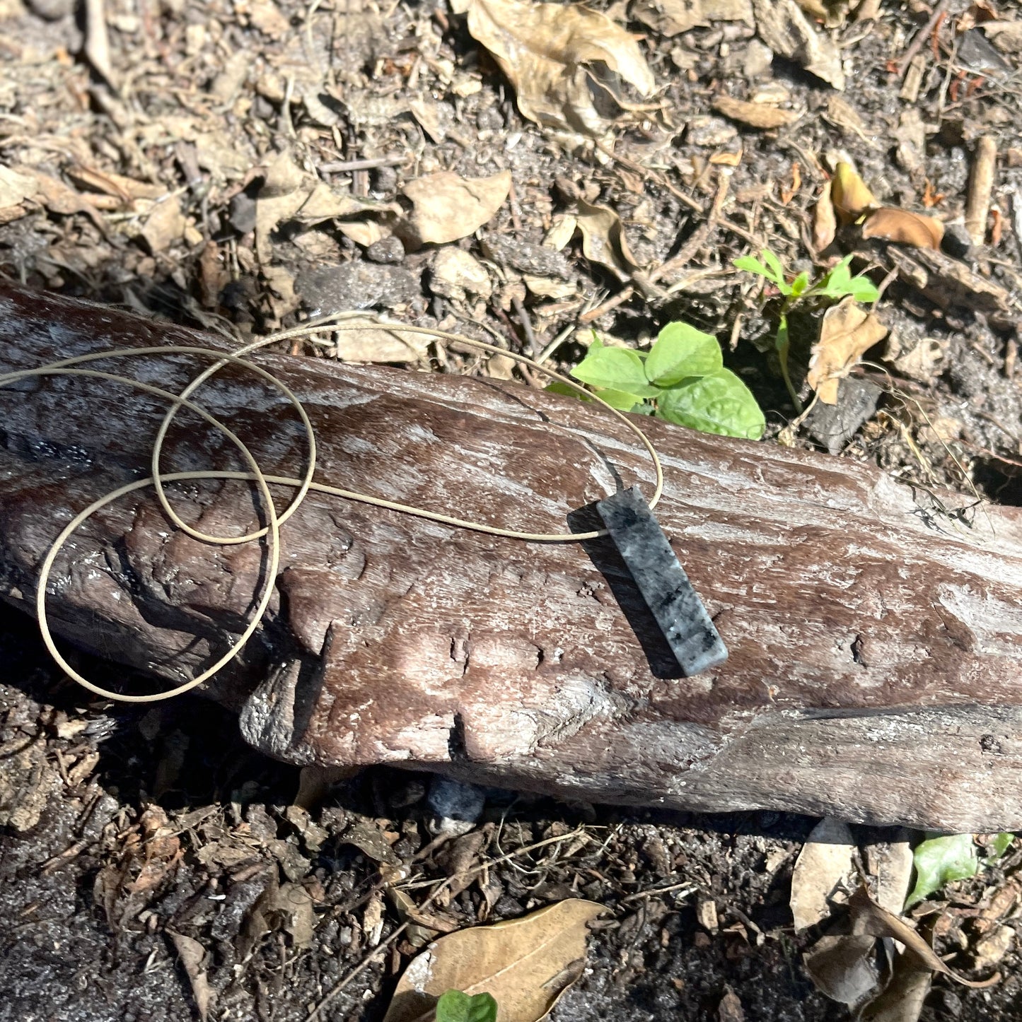 "Fallen Angel" Black Norwegian Moonstone Cotton Necklace