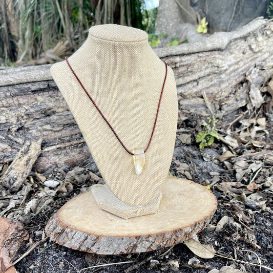 "Mountain Sunrise" Lemon Yellow Citrine Crystal Pendant Leather Necklace