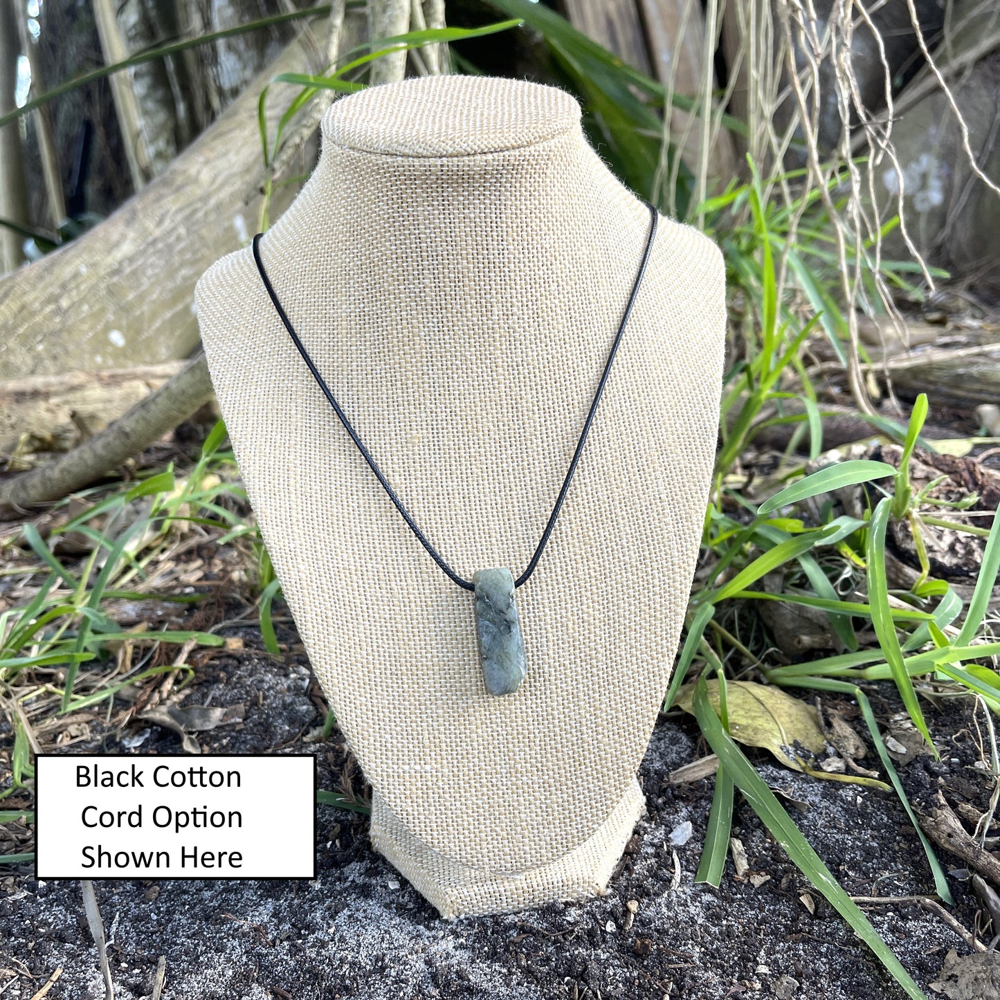 "Bonefish" Raw Labradorite Cotton Adjustable Necklace