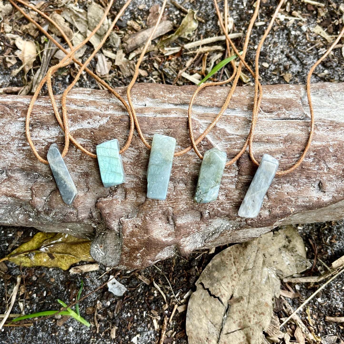 "Bonefish" Raw Labradorite Cotton Adjustable Necklace