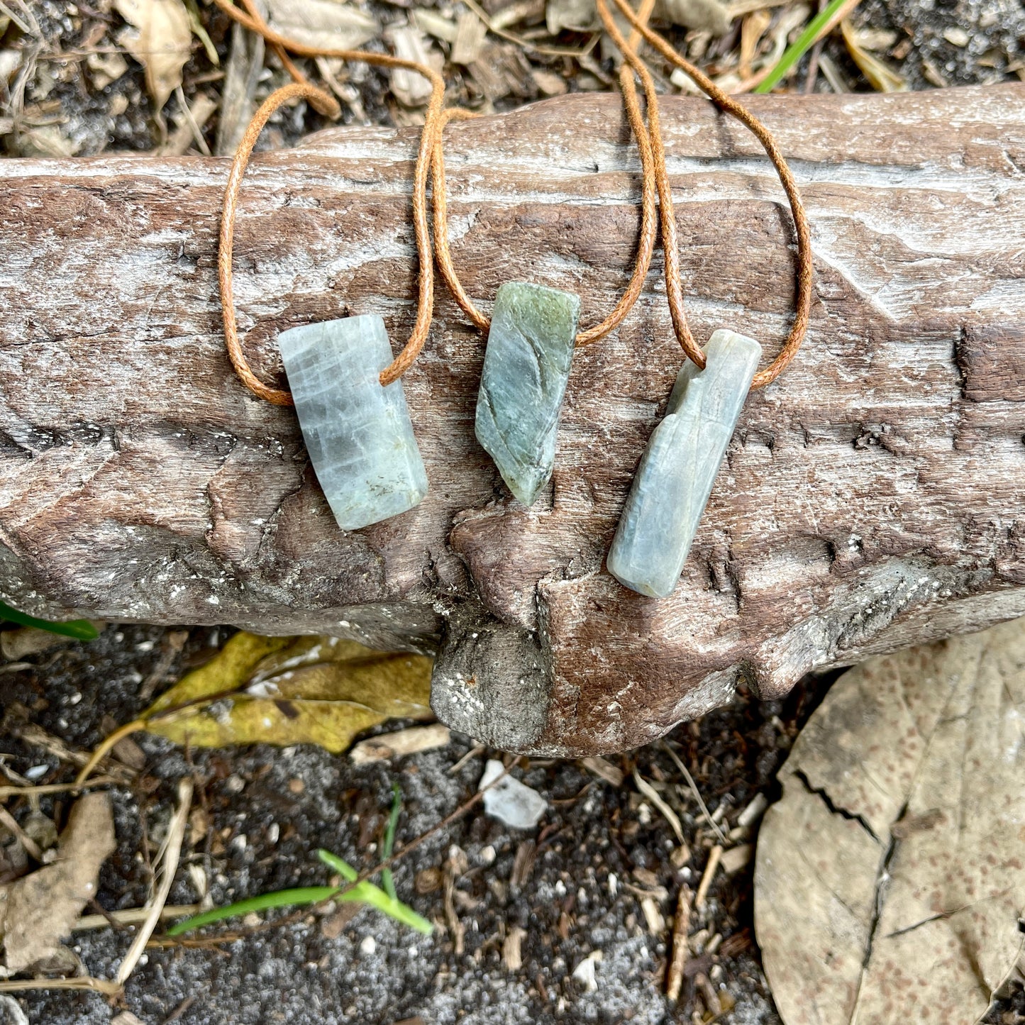 "Bonefish" Raw Labradorite Cotton Adjustable Necklace