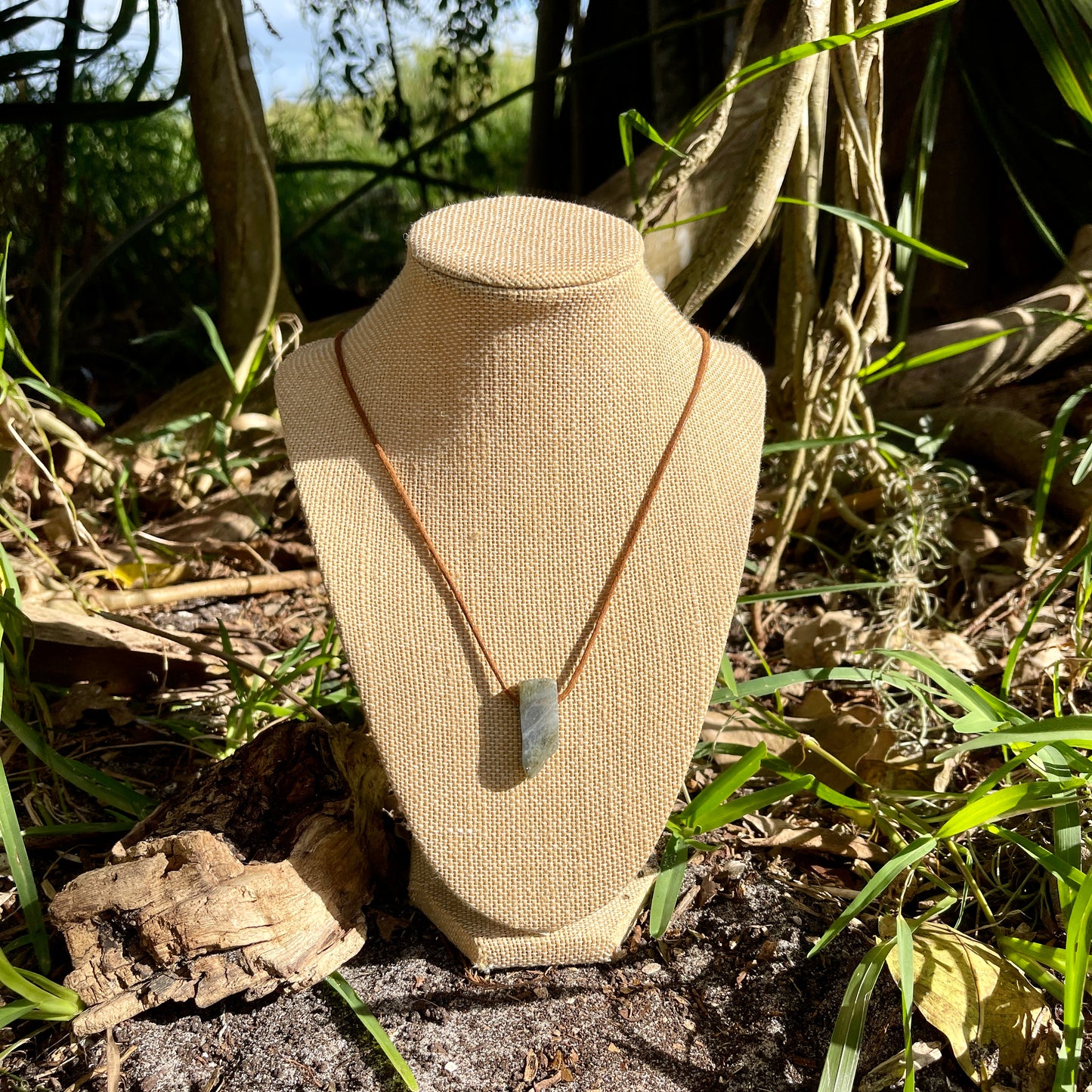 "Bonefish" Raw Labradorite Cotton Adjustable Necklace